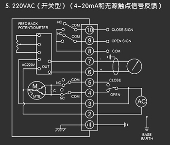 220VAC開關型<a href='http://m.njygmd.cn/Product/diefa/diandongdiefa/' target='_blank'>電動<a href='http://m.njygmd.cn/Product/diefa/' target='_blank'>蝶閥</a></a>接線圖